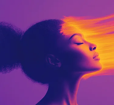 Woman resting in golden clouds